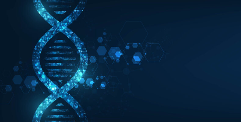 A blue dna structure