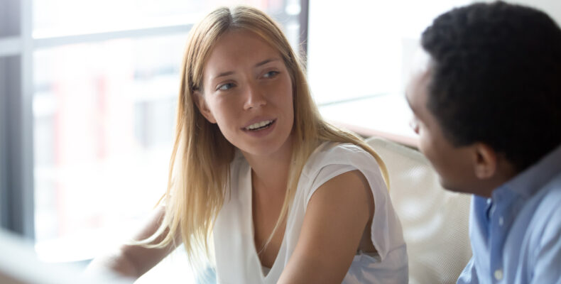 Business advisor explaining intellectual property to a client